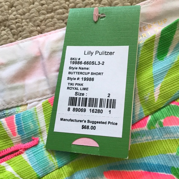 Lilly Pulitzer Butter Cup shorts, Tiki Pink - Picture 2 of 2
